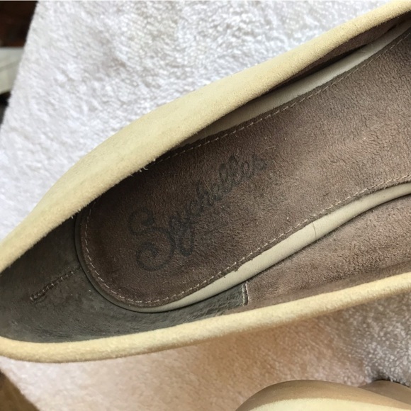 SEYCHELLES peep toe open toe kitten heel taupe and gold.  Size 8. - Picture 10 of 11